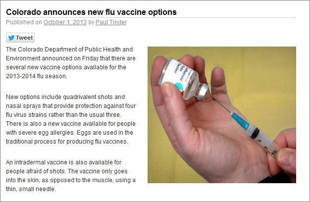 Colorado announces new flu vaccine options